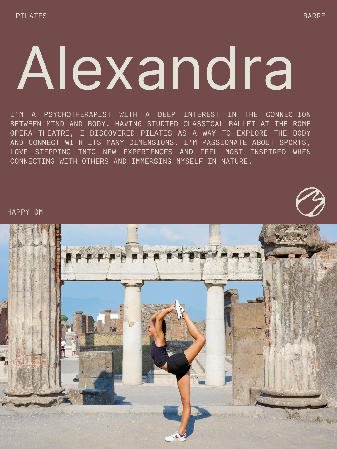 Alexandra — Happy Om teacher portrait and biography