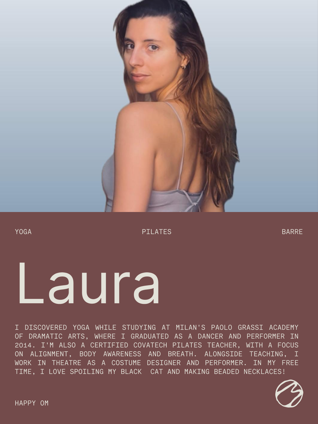 Laura — Happy Om teacher portrait and biography