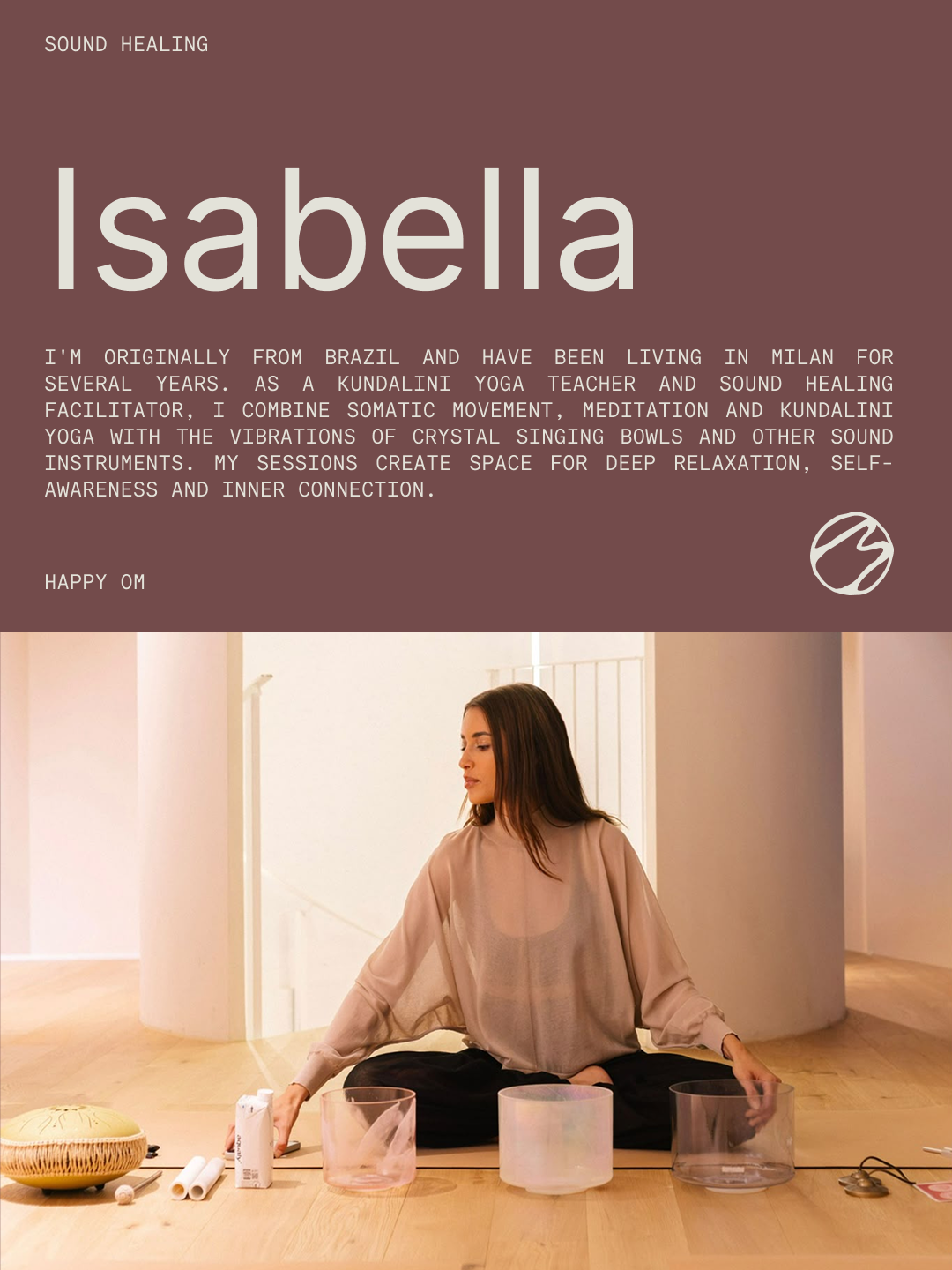 Isabella — Happy Om teacher portrait and biography