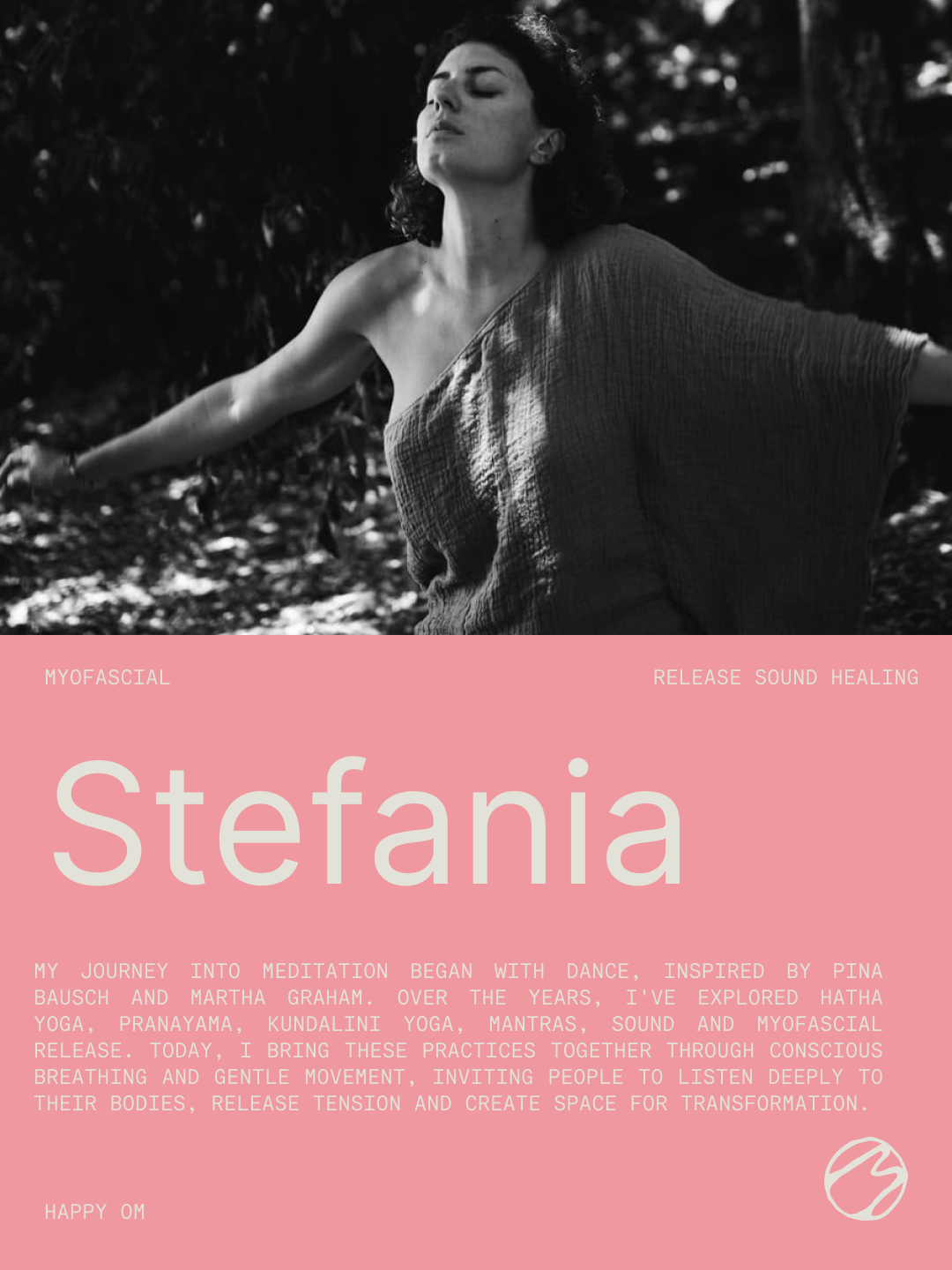 Stefania — Happy Om teacher portrait and biography
