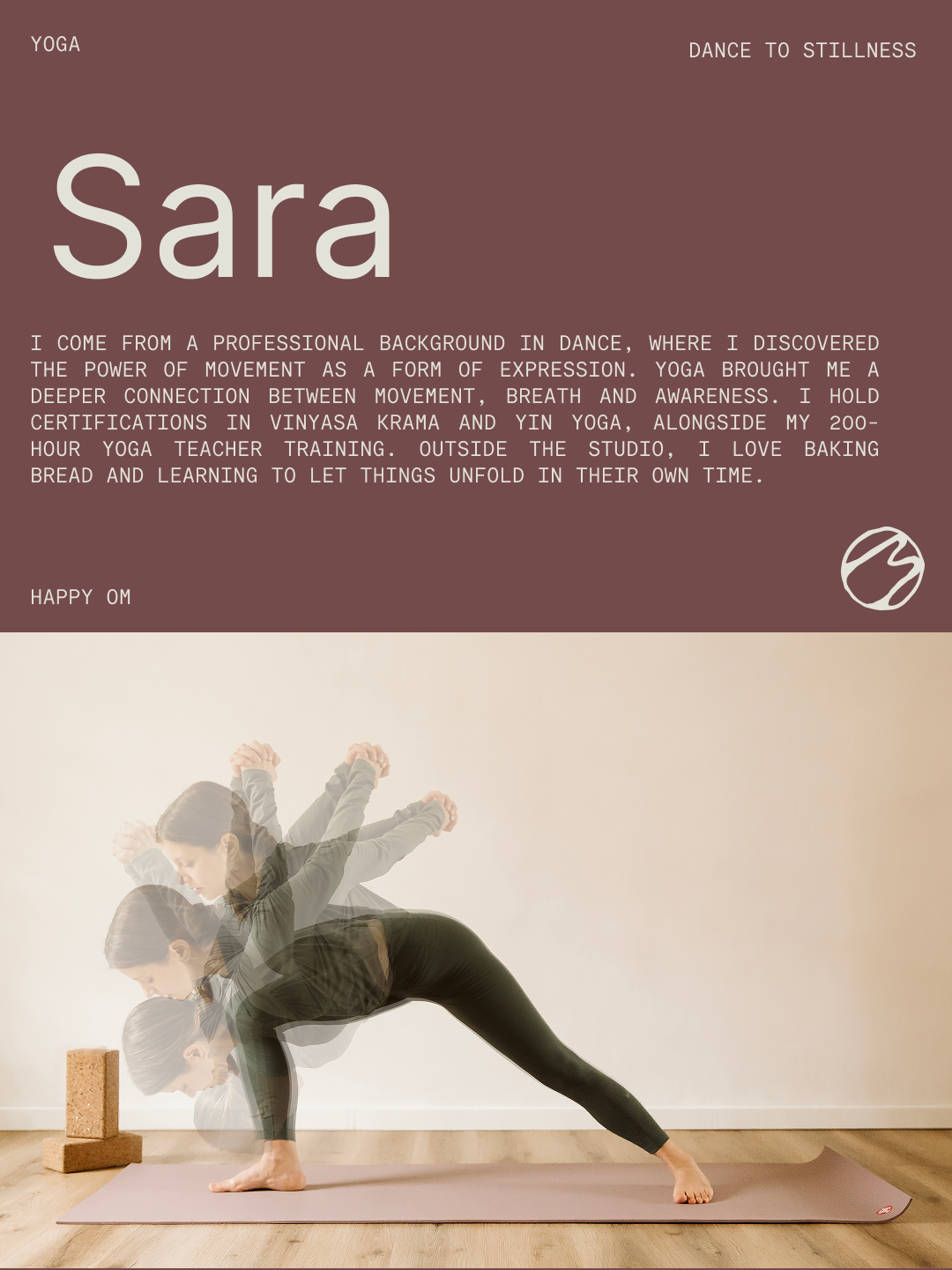 Sara — Happy Om teacher portrait and biography